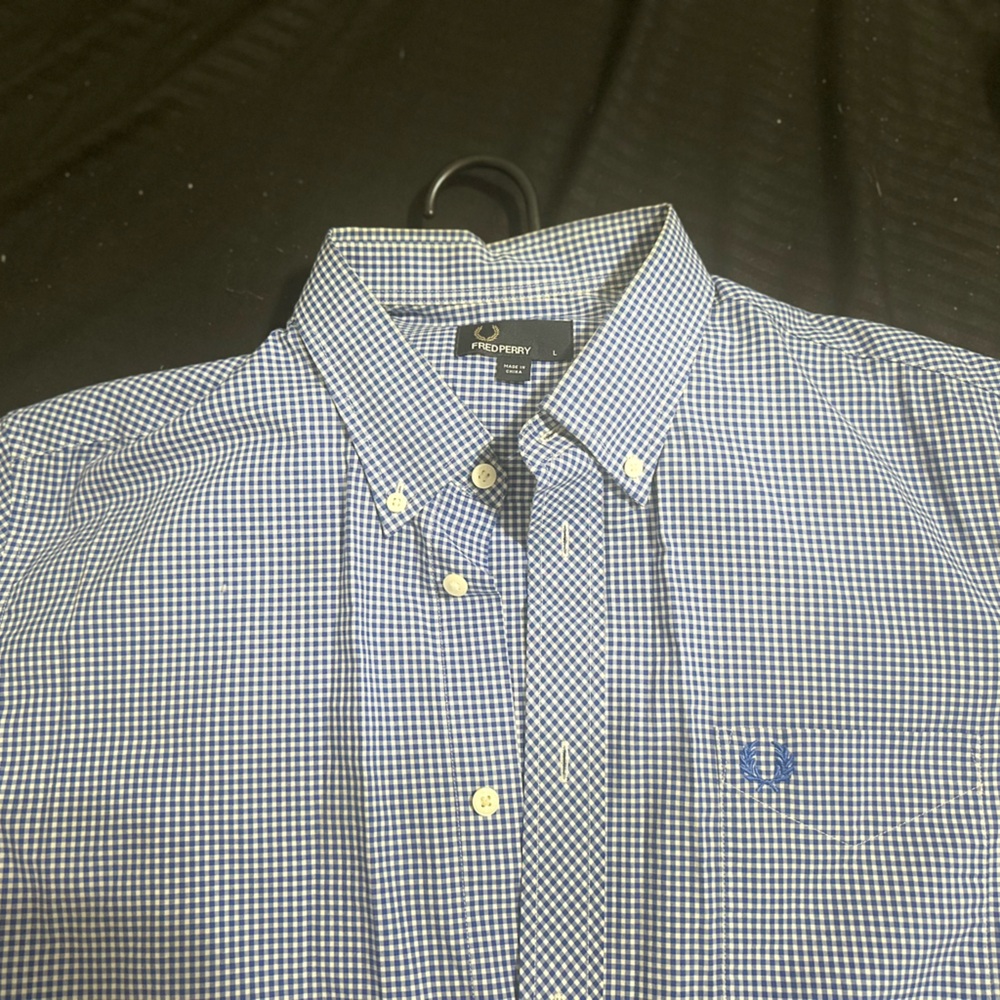 Fred Perry Blue and White Checkered Shirt